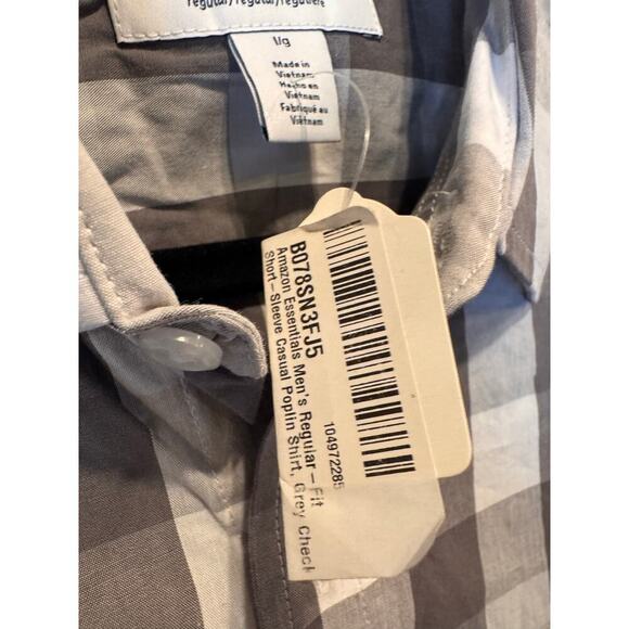 Men's Regular Fit Short Sleeve Gray Casual Poplin Shirt Size Medium - NWT - Picture 5 of 8